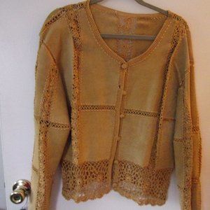 Leather and crochet over jacket